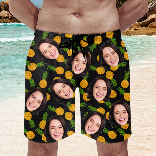 Custom Hawaiian Mens‘ Shorts Personalized Photo Hawaiian Sports Beach Shorts Gift For Him For Husband-mekesllser-Swimwear,Mekesllser,Summer Sale,Swimwear For Men,For Men,Hawaiian,Hawaiian Shorts