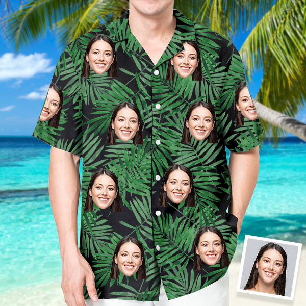 Custom Hawaiian Shirt With Personalized Face Holiday Beach Shirt  Holiday Gift For Men, For Husband-mekesllser-Swimwear,Mekesllser,Summer Sale,Swimwear For Men,For Men,Hawaiian,Hawaiian Shirt,Men's Hawaiian Shirt