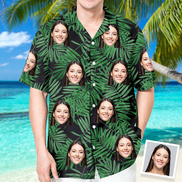 Custom Hawaiian Shirt With Personalized Face Holiday Beach Shirt  Holiday Gift For Men, For Husband-mekesllser-Swimwear,Mekesllser,Summer Sale,Swimwear For Men,For Men,Hawaiian,Hawaiian Shirt,Men's Hawaiian Shirt