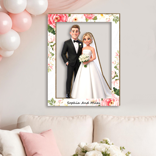  Custom Wooden Wall Art, Home Decor Personalized Photo Wooden Frame Art, 3d Cartoon Character Keepsake, Memorable Wedding Gift Ideas And Return Gifts, Personalized Gift For Couples