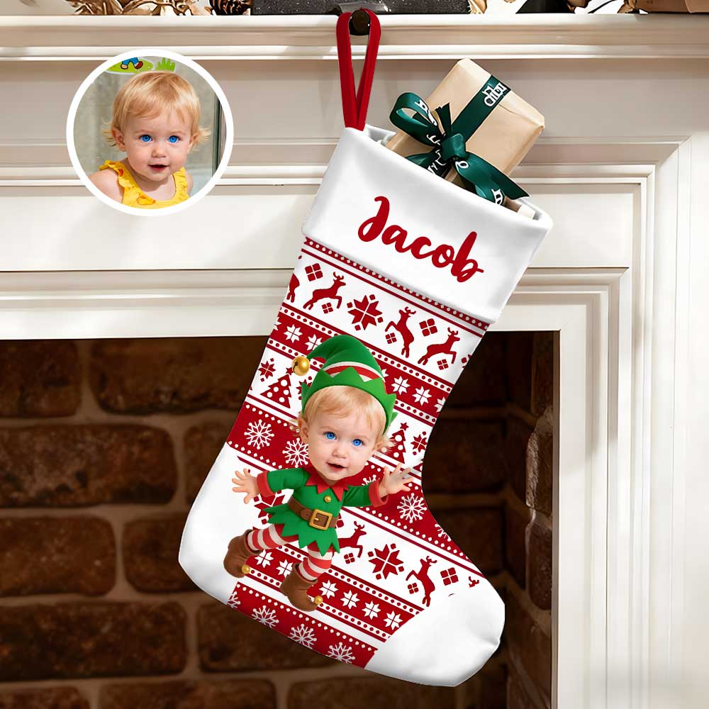 Personalized Christmas Stocking With Face And Name - Custom Family Gift For Husband, Wife, Kids-mekesllser-Mekesllser,Christmas,Home Decor,Christmas Stockings