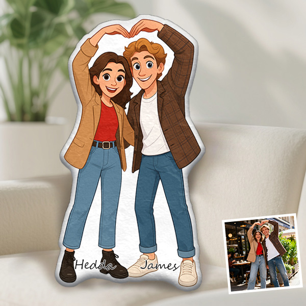 Doll Couple Standing You & Me Gift Personalized Pillow (Insert Included