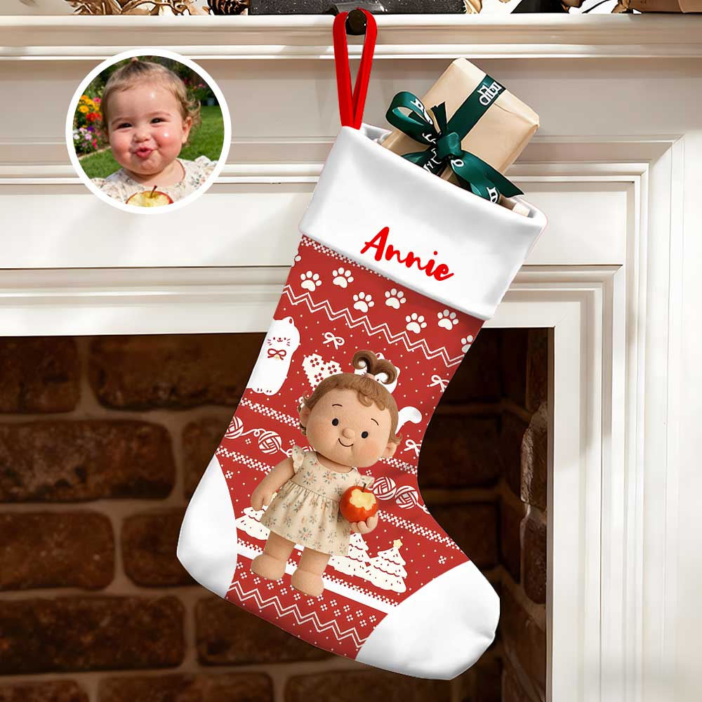 Personalized Christmas Stocking With Face And Name - Custom Family Gift For Family, For Couples, For Kids-mekesllser-Mekesllser,Christmas,Home Decor,AI,Christmas Stockings