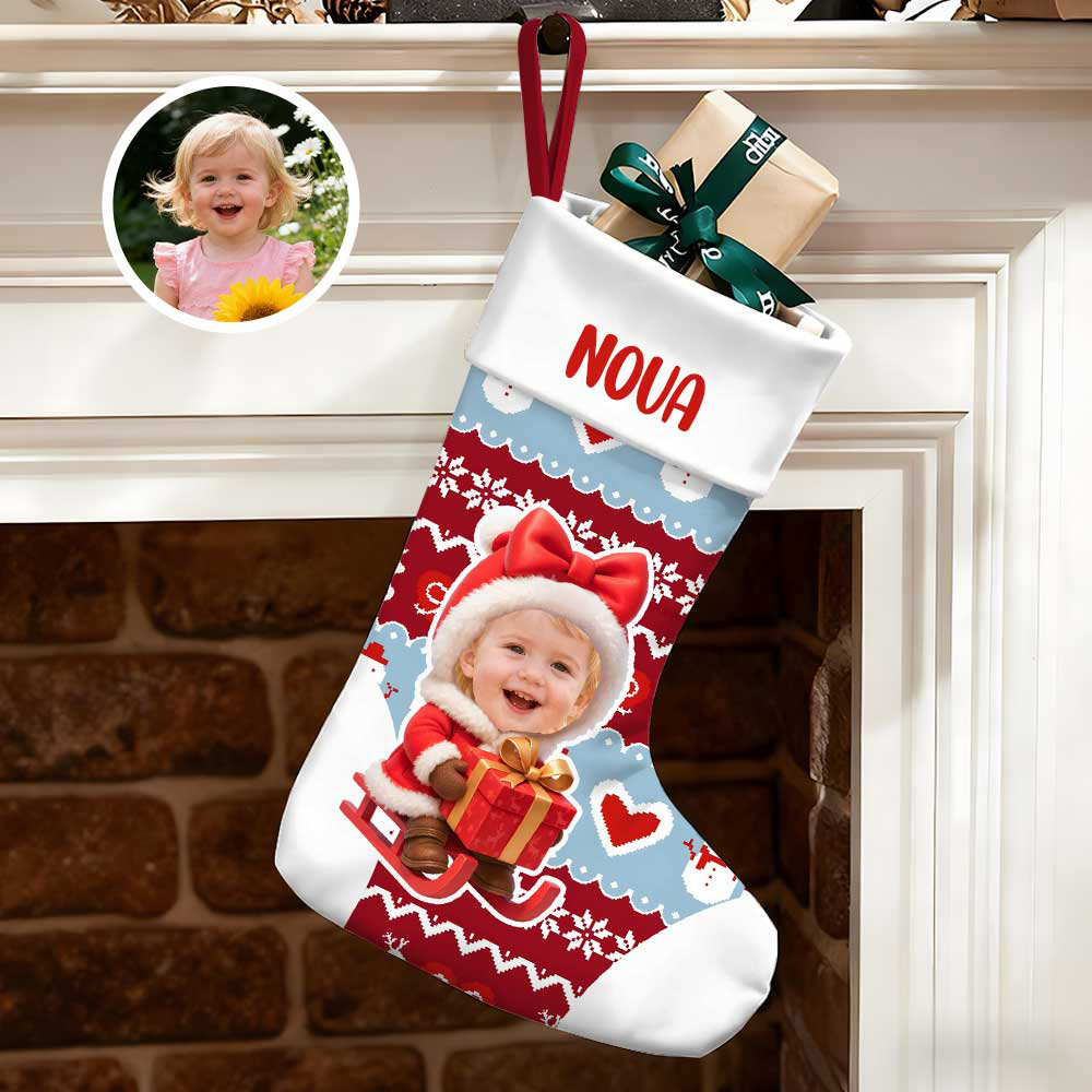 Personalized Christmas Stocking With Face And Name - Custom Family Gift For Family，for Lovers，for Kids-mekesllser-Mekesllser,Christmas,Home Decor,Christmas Stockings