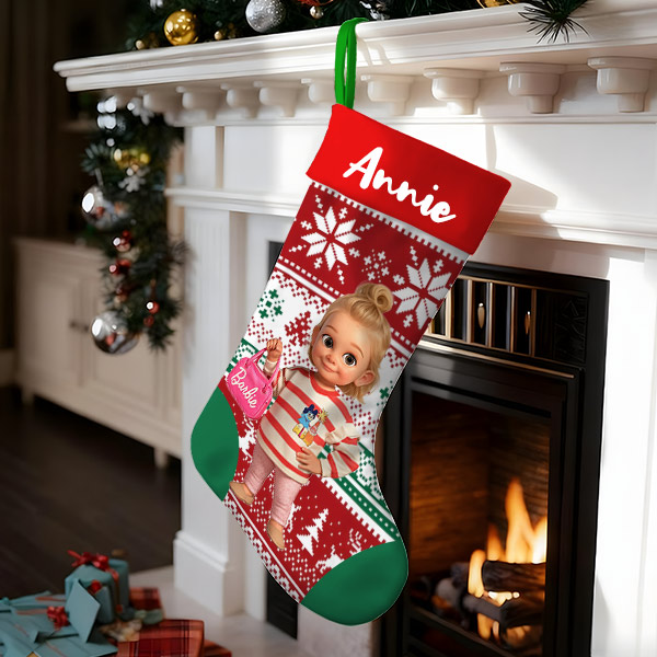 Personalized Christmas Stocking With Face And Name - Custom Family Gift For Family, For Couples, For Kids-mekesllser-Mekesllser,Christmas,Home Decor,AI,Christmas Stockings
