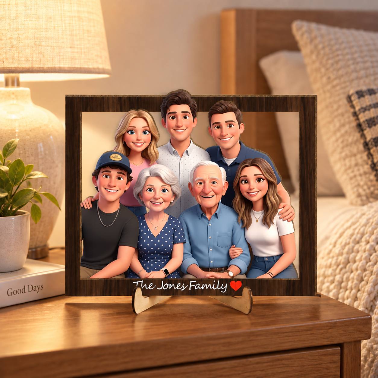 Tabletop display with wooden stand