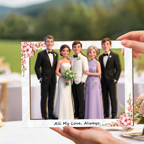 Custom Wooden Wall Art For Home Decor, Personalized Wooden Picture Frame Art With Custom Cartoon Character, 3d Wedding Keepsake, Personalized Gift For Couples