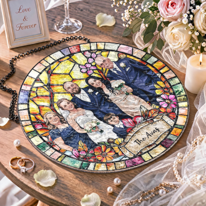 Custom Window Hanging Suncatcher, Elegant Personalized Window Stained Glass Home Decor Piece, Personalized Gift For Couples Wedding Couple Family Gift