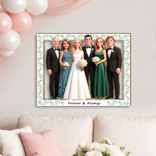  Custom Wooden Wall Art, Personalized Photo Wooden Frame Art For Home Decor, Custom 3d Couple Illustration, Memorable Wedding Gift Ideas And Return Gifts, For Couples