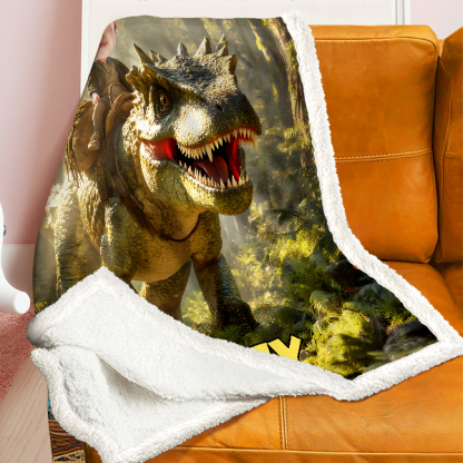 Custom Dinosaur Riding Blankets Personalized Face & Name Hero Blanket Gifts For Boys-mekesllser-dinosaur blanket,Mekesllser,For Kids,Home&Living,Blanket,For Boys,Dinosaur,Blanket for Boys