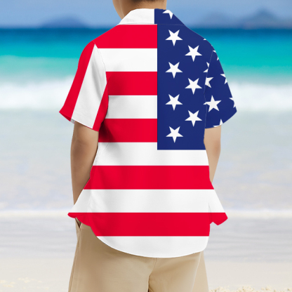 Custom Independence Day Short Sleeve Shirt Face Hawaiian Shirt American Flag Beach Holiday Shirt Gift For Kids-mekesllser-Swimwear,Mekesllser,American Flag,Summer Sale,Hawaiian Shirt,For Kids,Swimwear For Kids,Kid's Hawaiian Shirt,For Boys,For Girls