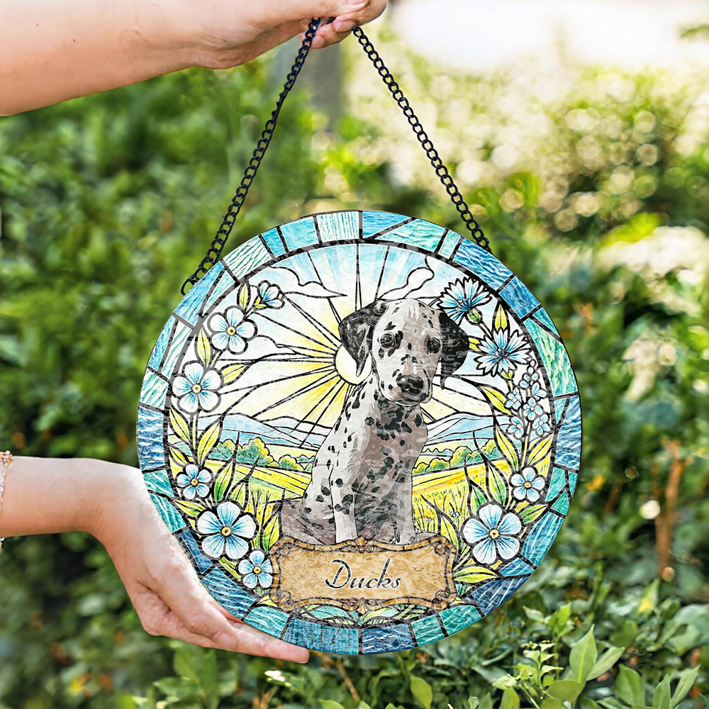 Custom Window Hanging Suncatcher , Water Ripple,  Personalized Pet Art Crafted From Glass Suncatcher Material, Great For Pet Lovers, A Charming Hanging Ornament & Rainbow Maker, Thoughtful Pet Memorial Gift