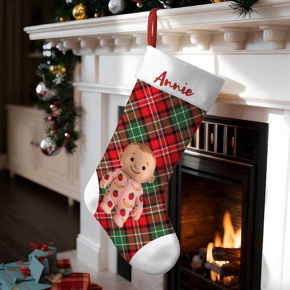 Personalized Christmas Stocking With Face And Name - Custom Family Gift For Family ，husband, Wife, Kids-mekesllser-Mekesllser,Christmas,Home Decor,AI,Christmas Stockings