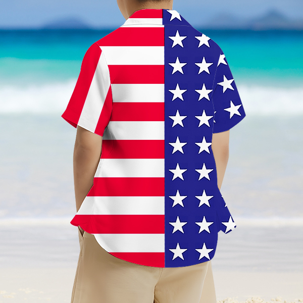 Custom Independence Day Short Sleeve Shirt Face Hawaiian Shirt American Flag Beach Holiday Gift For Kids-mekesllser-Swimwear,Mekesllser,American Flag,Summer Sale,Hawaiian Shirt,For Kids,Swimwear For Kids,Kid's Hawaiian Shirt,For Boys,For Girls