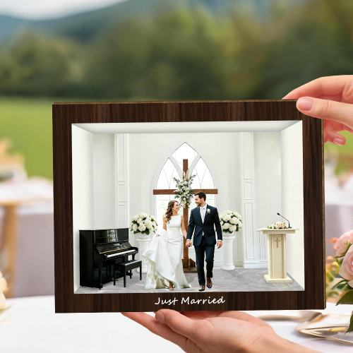 Custom Wooden Wall Art – Elegant 3d Home Decor, Personalized Wooden Frame Art For Wedding Photos, Thoughtful Personalized Gift For Couples