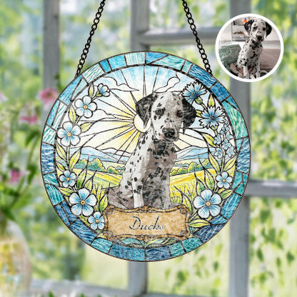 Custom Window Hanging Suncatcher , Water Ripple,  Personalized Pet Art Crafted From Glass Suncatcher Material, Great For Pet Lovers, A Charming Hanging Ornament & Rainbow Maker, Thoughtful Pet Memorial Gift