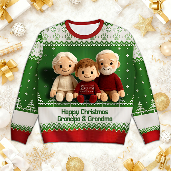 Custom Face Ugly Christmas Sweater – Add Your Photo & Name, Funny Personalized Xmas Gift-mekesllser-Mekesllser,Christmas,Ugly Sweater