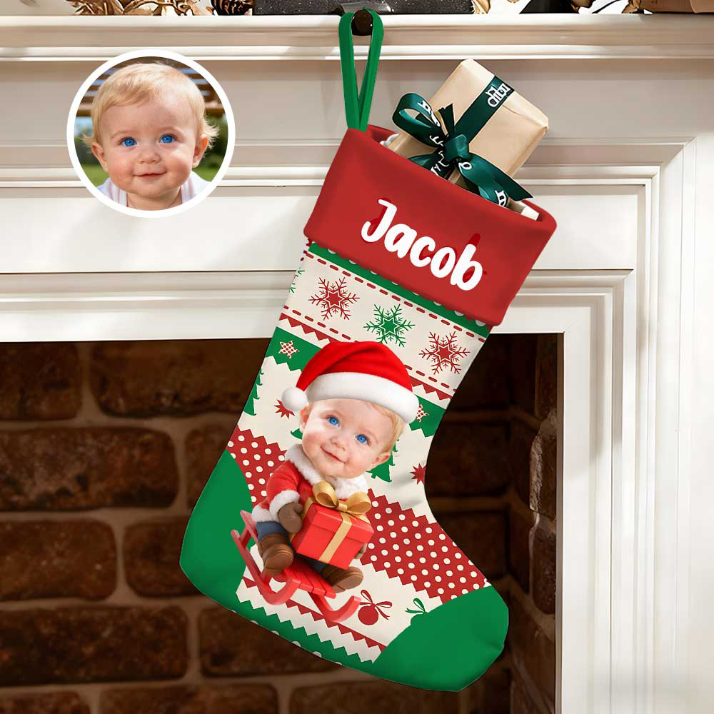 Personalized Christmas Stocking With Face And Name - Custom Family Gift For Husband, Wife, Kids-mekesllser-Mekesllser,Christmas,Home Decor,Christmas Stockings