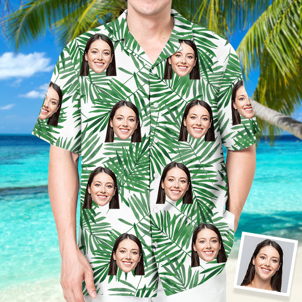 Custom Hawaiian Shirt With Personalized Face Holiday Beach Shirt  Holiday Gift For Men, For Husband-mekesllser-Swimwear,Mekesllser,Summer Sale,Swimwear For Men,For Men,Hawaiian,Hawaiian Shirt,Men's Hawaiian Shirt