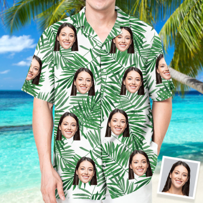 Custom Hawaiian Shirt With Personalized Face Holiday Beach Shirt  Holiday Gift For Men, For Husband-mekesllser-Swimwear,Mekesllser,Summer Sale,Swimwear For Men,For Men,Hawaiian,Hawaiian Shirt,Men's Hawaiian Shirt