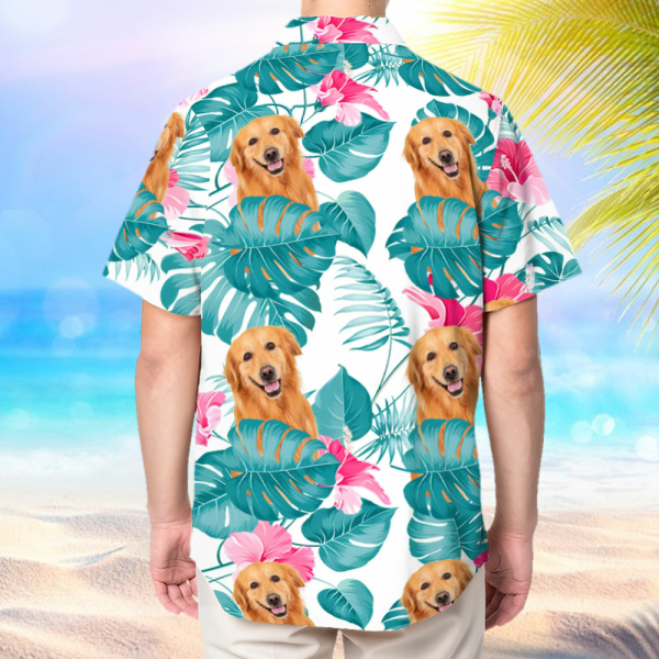 Custom Dog Face Flower Hawaiian Shirt Beach Shirt Holiday Gift For Men, For Pet Lover-mekesllser-Swimwear,Mekesllser,Summer Sale,Swimwear For Men,For Men,Hawaiian,Hawaiian Shirt,Men's Hawaiian Shirt,For Pet Lovers