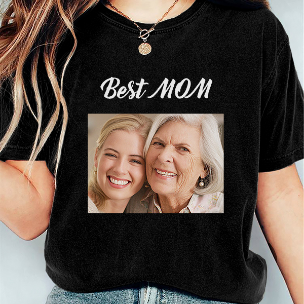 Custm Mothers‘ Day Short Sleeve T-shirt Personalized Photo Shirt Gift For Mom For Grandma-mekesllser-Mekesllser,T-shirts,Mother's Day,For Grandparents