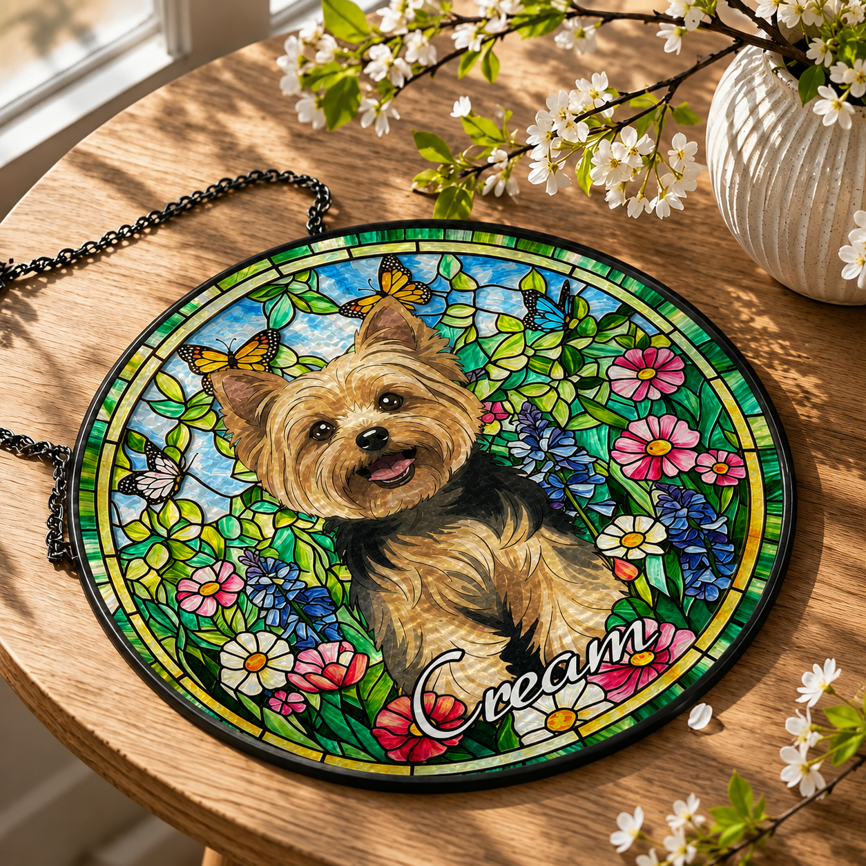  Custom Window Hanging Suncatcher – Personalized Window Stained Glass Home Decor, A Heartfelt Personalized Gift For Pet Lover, Yorkshire Terrier