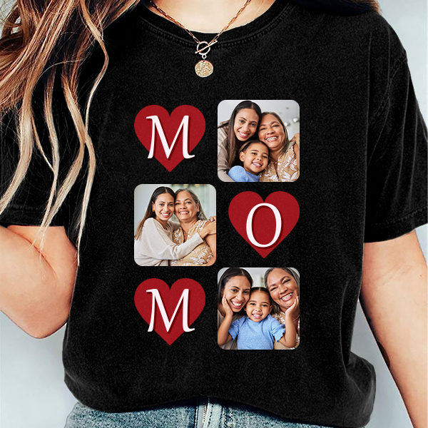 Custm Mothers‘ Day Short Sleeve T-shirt Personalized Photo Moms' Day Shirt Gift For Mom For Grandma For Her-mekesllser-Mekesllser,T-shirts,Mother's Day,For Grandparents