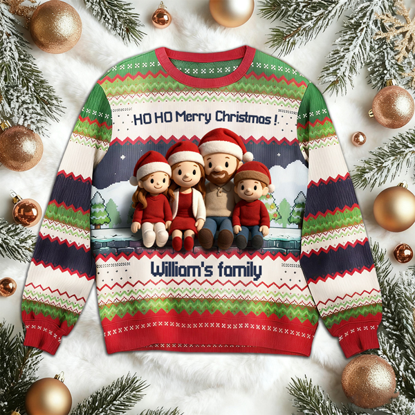 Custom Christmas Ugly Sweater – Personalized Face & Name Knit Jumper, Funny Holiday Gift For Family For Lover-mekesllser-Mekesllser,Christmas,Ugly Sweater