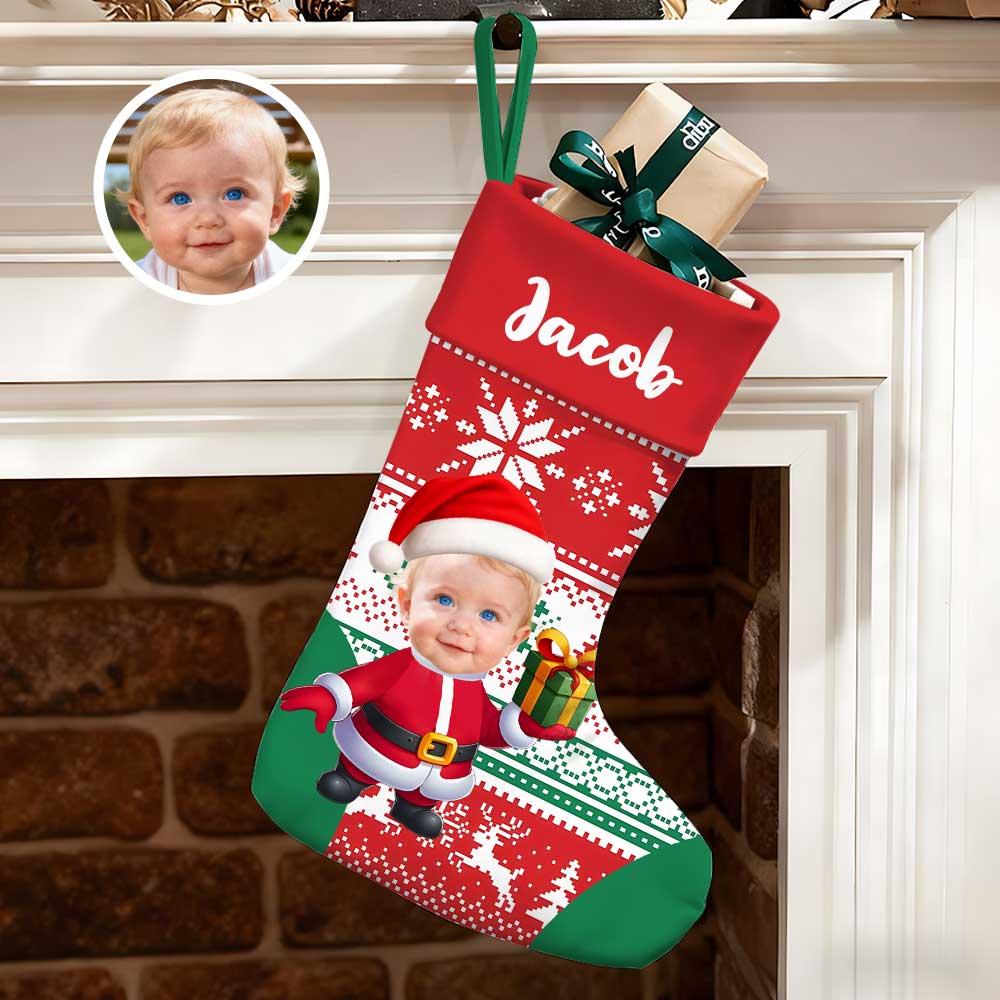 Personalized Christmas Stocking With Face And Name - Custom Family Gift For Husband, Wife, Kids-mekesllser-Mekesllser,Christmas,Home Decor,Christmas Stockings