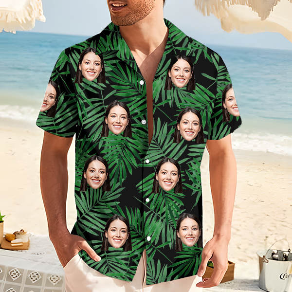 Custom Hawaiian Shirt With Personalized Face Holiday Beach Shirt  Holiday Gift For Men, For Husband-mekesllser-Swimwear,Mekesllser,Summer Sale,Swimwear For Men,For Men,Hawaiian,Hawaiian Shirt,Men's Hawaiian Shirt