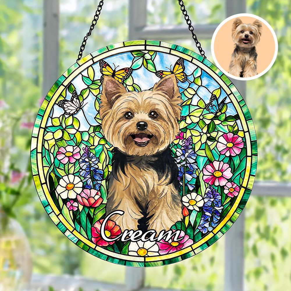  Custom Window Hanging Suncatcher – Personalized Window Stained Glass Home Decor, A Heartfelt Personalized Gift For Pet Lover, Yorkshire Terrier