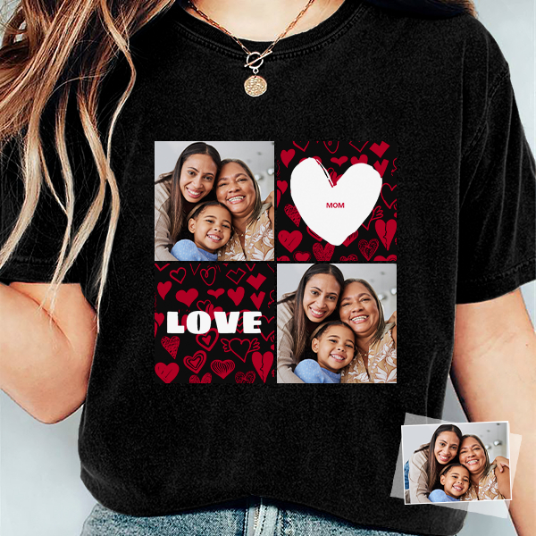 Custm Mothers‘ Day Short Sleeve T-shirt Personalized Photo Moms' Day Shirt Gift For Mom For Grandma-mekesllser-Mekesllser,T-shirts,Mother's Day,For Grandparents
