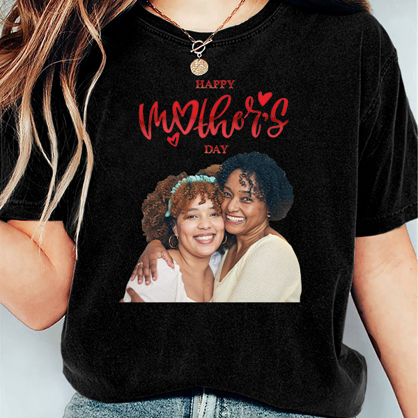 Custm Mothers‘ Day Round Neck Short Sleeve T-shirt Personalized Photo Moms' Day T-shirt Gift For Mom For Grandma-mekesllser-Mekesllser,T-shirts,Mother's Day,For Grandparents