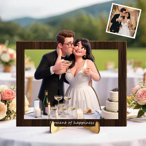 Custom Wooden Wall Art – Stylish Home Decor, 3d Wooden Photo Frame Art With Custom Names, Lovely Wedding Gift For Couples