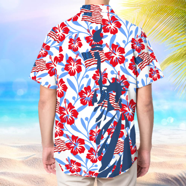 Custom American Flag Flower Hawaiian Shirt With Face Holiday Beach Shirt The Independence Day Beach Shirt Holiday Gift For Men, For Husband-mekesllser-Swimwear,Mekesllser,American Flag,Summer Sale,Swimwear For Men,For Men,Hawaiian,Hawaiian Shirt,Men's Hawaiian Shirt,Independence Day