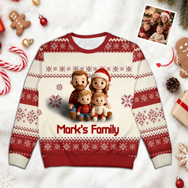 Personalized Ugly Christmas Sweater With Face & Name – Custom Holiday Knit For Men & Women-mekesllser-Mekesllser,Christmas,Ugly Sweater