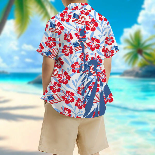 Custom Independence Day Flower Short Sleeve Shirt Face Teenage Hawaiian Shirt American Flag Beach Holiday Gift For Kids-mekesllser-Swimwear,Mekesllser,American Flag,Summer Sale,Hawaiian,Hawaiian Shirt,For Kids,Swimwear For Kids,Kid's Hawaiian Shirt,For Boys,For Girls