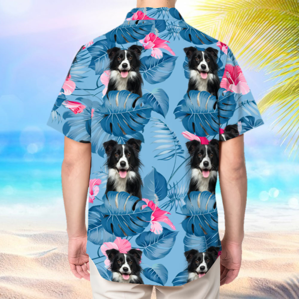 Custom Dog Men's Pet Face Flower Hawaiian Shirt Beach Shirt Holiday Gift For Men, For Pet Lover-mekesllser-Swimwear,Mekesllser,Summer Sale,Swimwear For Men,For Men,Hawaiian,Hawaiian Shirt,Men's Hawaiian Shirt,For Pet Lovers