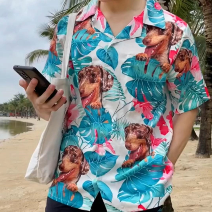 Custom Dog Face Flower Hawaiian Shirt Beach Shirt Holiday Gift For Men, For Pet Lover