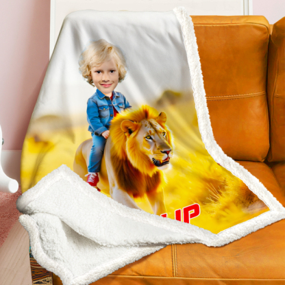 Custom Animal Blankets Personalized Boy Riding Lion Blanket Gift For Boys-mekesllser-Mekesllser,For Kids,IP,Home&Living,Blanket,For Boys,Kid's Animal Theme,Blanket for Boys,Autumn Sale,Children's Daily Style