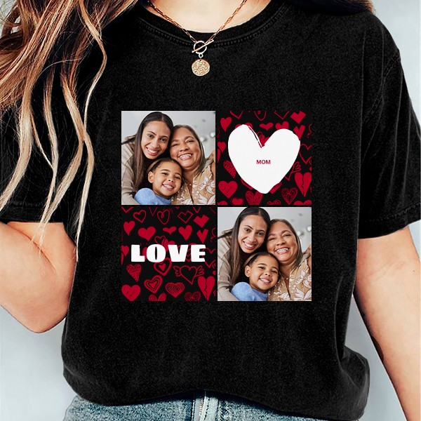 Custm Mothers‘ Day Short Sleeve T-shirt Personalized Photo Moms' Day Shirt Gift For Mom For Grandma-mekesllser-Mekesllser,T-shirts,Mother's Day,For Grandparents
