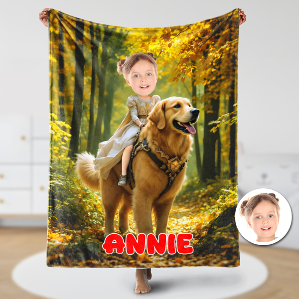 Custom Animal Blankets Personalized Boy Riding Puppy Blanket Gift For Boys-mekesllser-Mekesllser,For Kids,IP,Home&Living,Blanket,For Girls,Kid's Animal Theme,Blanket for Girls,Autumn Sale,Children's Daily Style