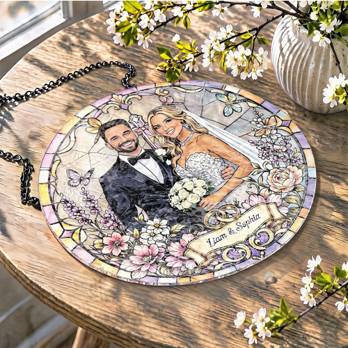 Custom Window Hanging Suncatcher , Water Ripple , The Ultimate Keepsake For Your Special Day , Personalized Wedding Suncatcher With Custom Message , Beautiful Home Decor That Captures Every Ray Of Sunshine , Wedding Gift For Couple , Bridal Shower Gift