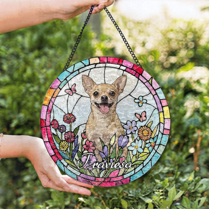Custom Window Hanging Suncatcher – Turn Your Photo Into Personalized Window Stained Glass Art, Perfect Home Decor Gift For Pet Lover