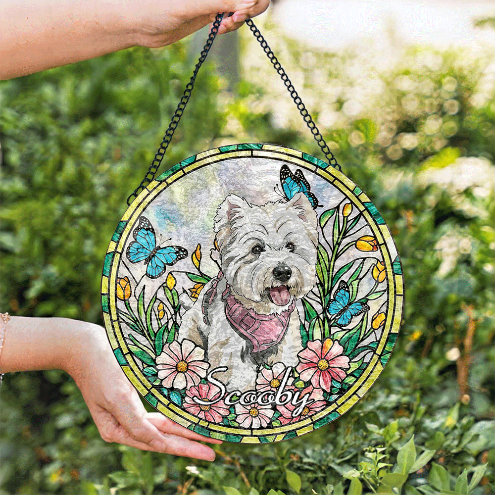  Custom Window Hanging Suncatcher – Custom Photo Suncatcher With Stained Glass Effect, Unique Home Decor & Personalized Gift For Pet Lover, Schnauzer, For Dog Lover
