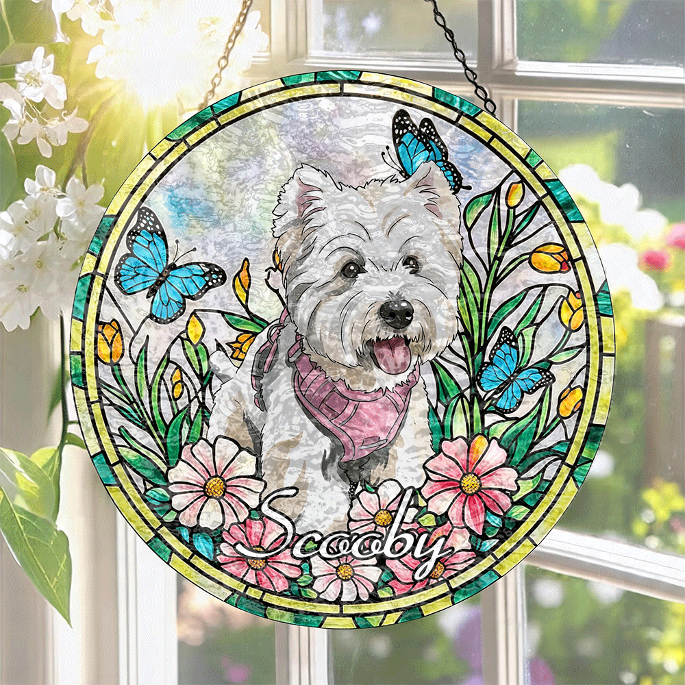  Custom Window Hanging Suncatcher – Custom Photo Suncatcher With Stained Glass Effect, Unique Home Decor & Personalized Gift For Pet Lover, Schnauzer, For Dog Lover
