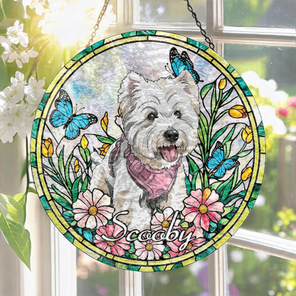  Custom Window Hanging Suncatcher – Custom Photo Suncatcher With Stained Glass Effect, Unique Home Decor & Personalized Gift For Pet Lover, Schnauzer, For Dog Lover