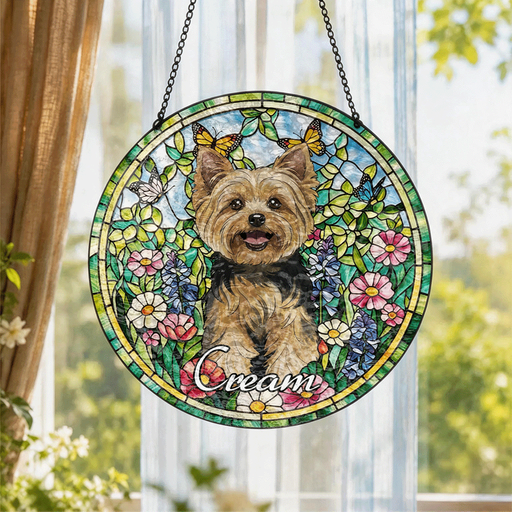  Custom Window Hanging Suncatcher – Personalized Window Stained Glass Home Decor, A Heartfelt Personalized Gift For Pet Lover, Yorkshire Terrier