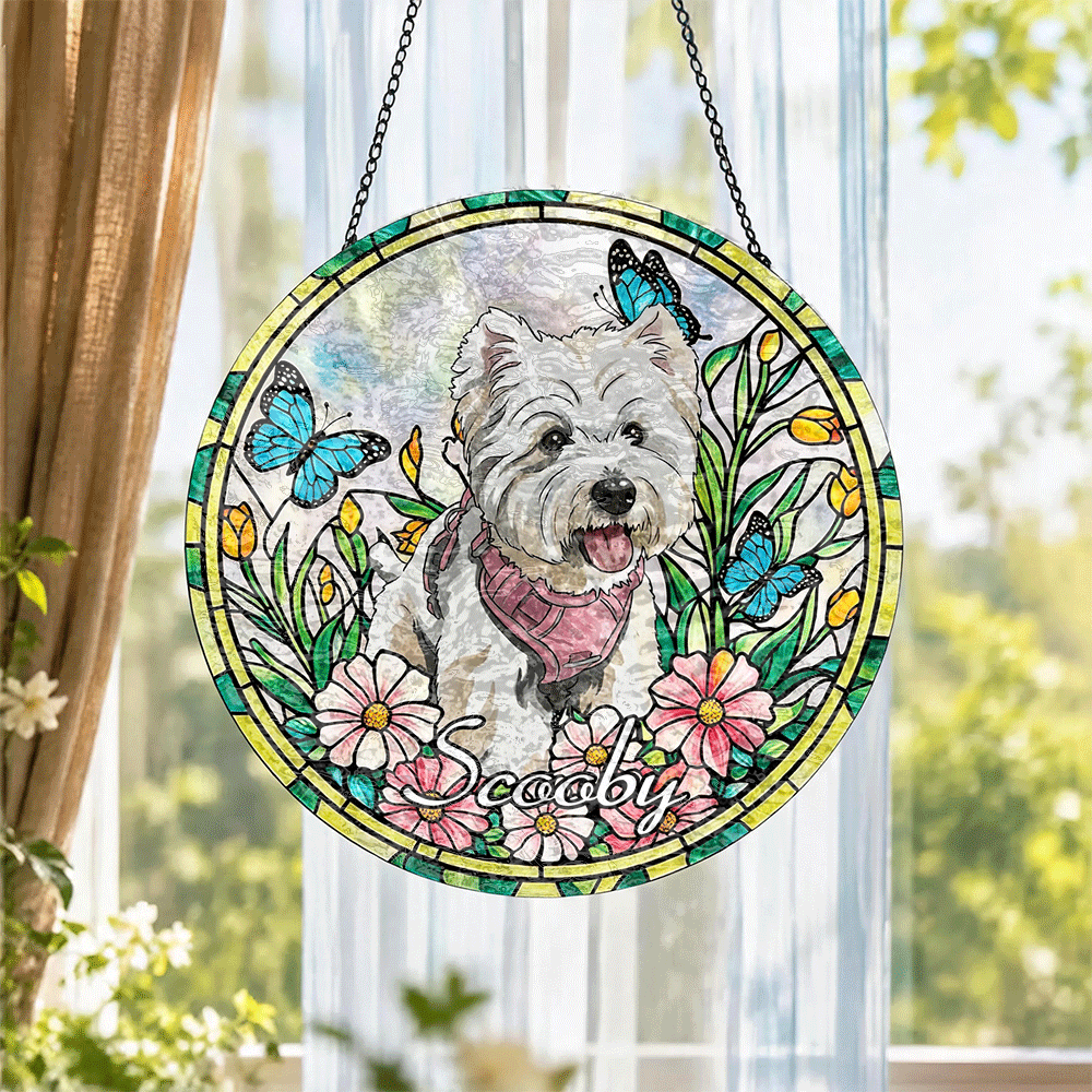  Custom Window Hanging Suncatcher – Custom Photo Suncatcher With Stained Glass Effect, Unique Home Decor & Personalized Gift For Pet Lover, Schnauzer, For Dog Lover